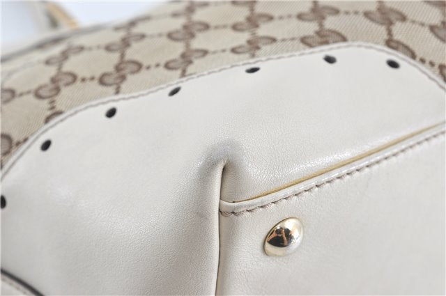 Authentic GUCCI Shoulder Tote Bag GG Canvas Leather 145993 Brown Ivory J0645