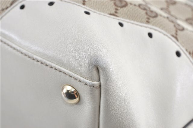 Authentic GUCCI Shoulder Tote Bag GG Canvas Leather 145993 Brown Ivory J0645