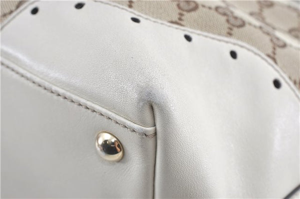 Authentic GUCCI Shoulder Tote Bag GG Canvas Leather 145993 Brown Ivory J0645
