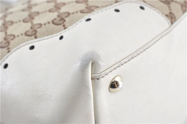 Authentic GUCCI Shoulder Tote Bag GG Canvas Leather 145993 Brown Ivory J0645