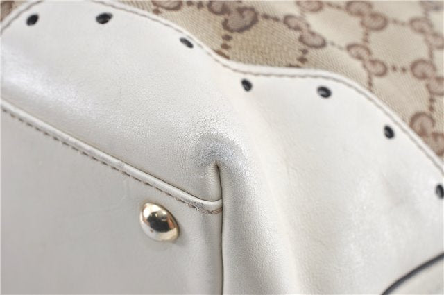 Authentic GUCCI Shoulder Tote Bag GG Canvas Leather 145993 Brown Ivory J0645