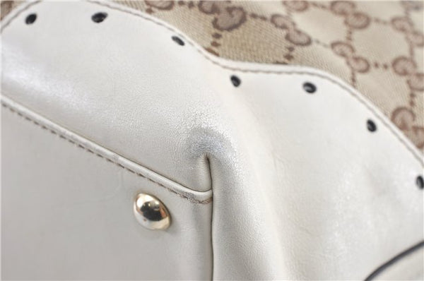 Authentic GUCCI Shoulder Tote Bag GG Canvas Leather 145993 Brown Ivory J0645
