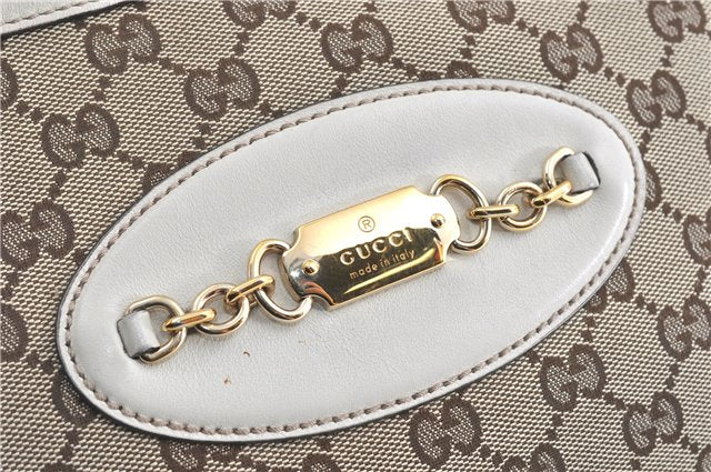 Authentic GUCCI Shoulder Tote Bag GG Canvas Leather 145993 Brown Ivory J0645