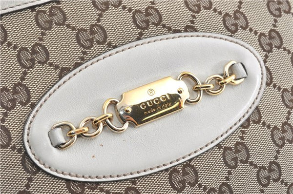 Authentic GUCCI Shoulder Tote Bag GG Canvas Leather 145993 Brown Ivory J0645