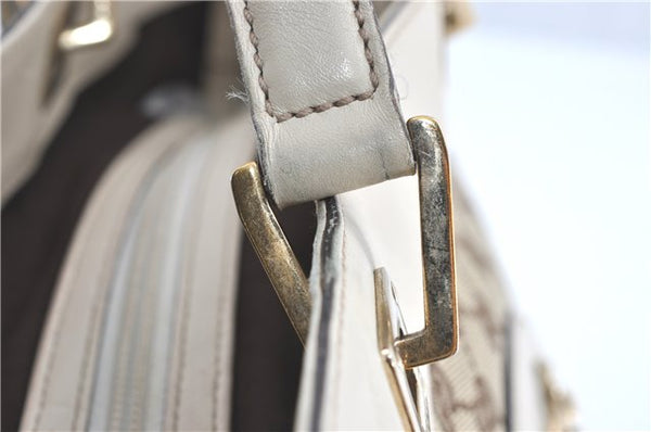 Authentic GUCCI Shoulder Tote Bag GG Canvas Leather 145993 Brown Ivory J0645