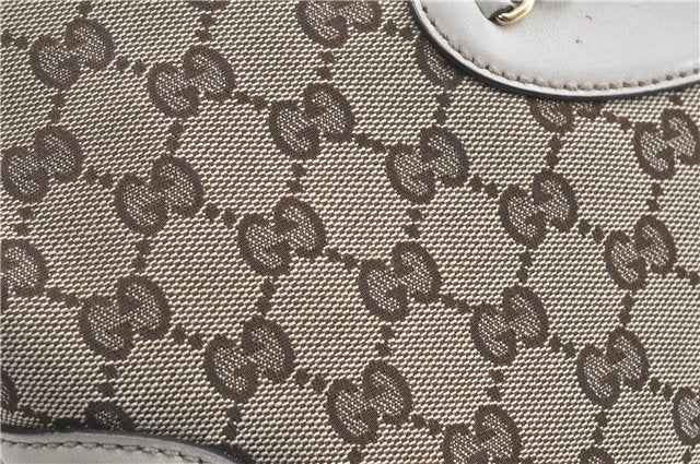 Authentic GUCCI Shoulder Tote Bag GG Canvas Leather 145993 Brown Ivory J0645