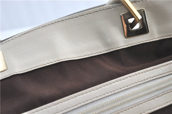 Authentic GUCCI Shoulder Tote Bag GG Canvas Leather 145993 Brown Ivory J0645