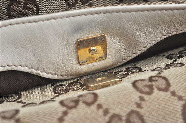Authentic GUCCI Shoulder Tote Bag GG Canvas Leather 145993 Brown Ivory J0645