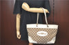 Authentic GUCCI Shoulder Tote Bag GG Canvas Leather 145993 Brown Ivory J0645