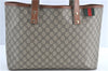 Auth GUCCI Web Sherry Line Shoulder Tote Bag GG PVC Leather 211134 Brown J0650