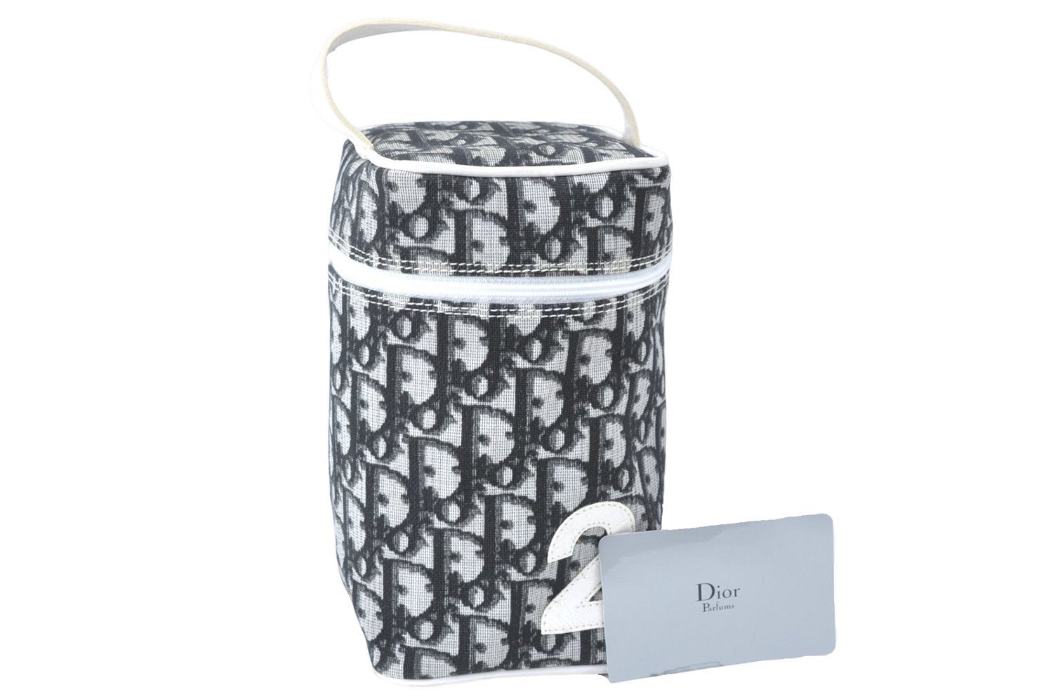 Authentic Christian Dior Trotter Hand Bag Pouch PVC Leather 2 Black White J0659