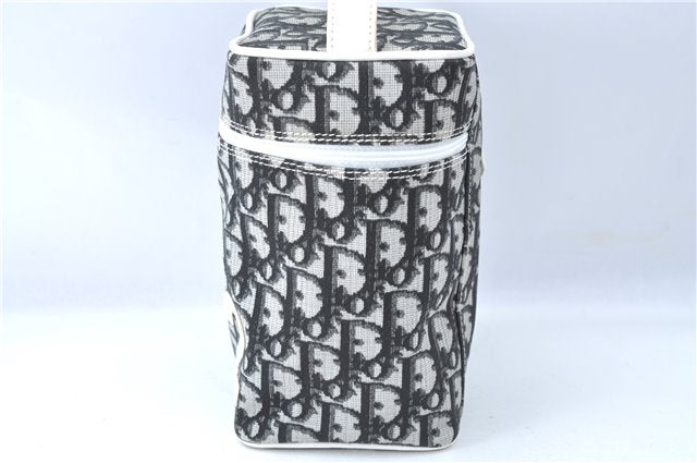 Authentic Christian Dior Trotter Hand Bag Pouch PVC Leather 2 Black White J0659