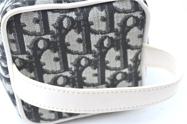 Authentic Christian Dior Trotter Hand Bag Pouch PVC Leather 2 Black White J0659