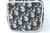 Authentic Christian Dior Trotter Hand Bag Pouch PVC Leather 2 Black White J0659