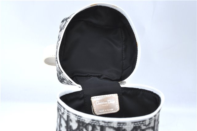 Authentic Christian Dior Trotter Hand Bag Pouch PVC Leather 2 Black White J0659