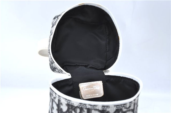 Authentic Christian Dior Trotter Hand Bag Pouch PVC Leather 2 Black White J0659