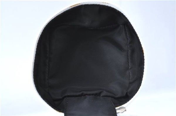 Authentic Christian Dior Trotter Hand Bag Pouch PVC Leather 2 Black White J0659