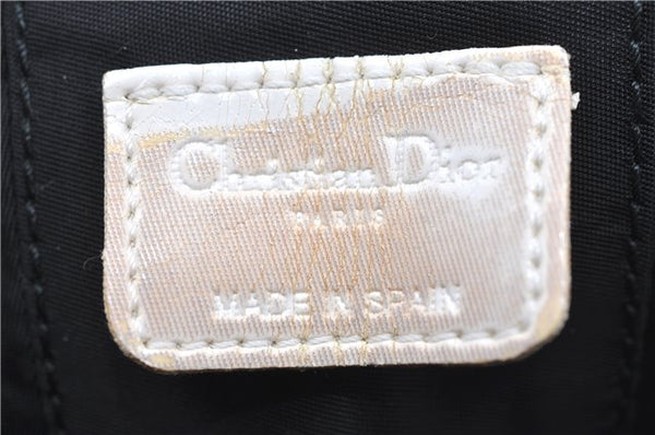 Authentic Christian Dior Trotter Hand Bag Pouch PVC Leather 2 Black White J0659