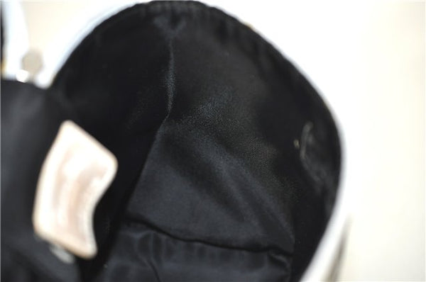 Authentic Christian Dior Trotter Hand Bag Pouch PVC Leather 2 Black White J0659