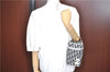 Authentic Christian Dior Trotter Hand Bag Pouch PVC Leather 2 Black White J0659