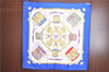 Authentic HERMES Carre 90 Scarf "LES TAMBOURS" Silk Blue J0660