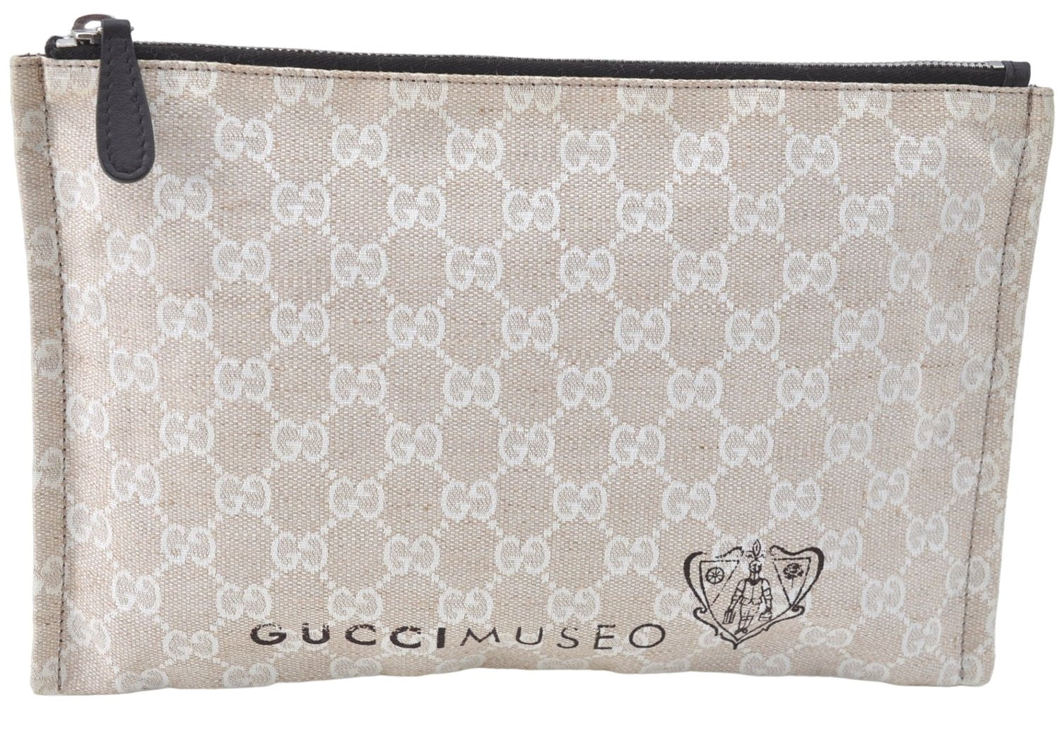 Authentic GUCCI Clutch Hand Bag Purse GG Canvas Leather 283400 Beige J0663