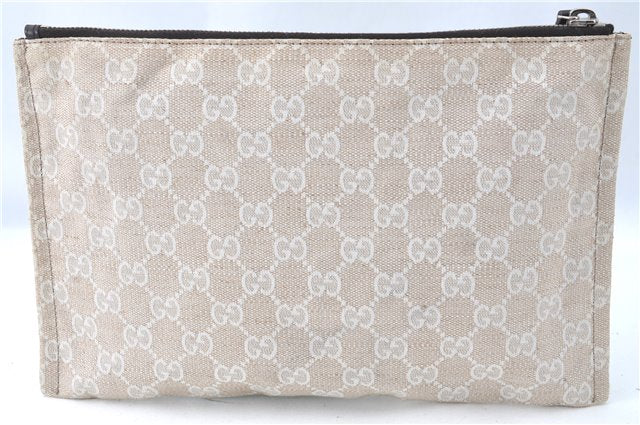 Authentic GUCCI Clutch Hand Bag Purse GG Canvas Leather 283400 Beige J0663