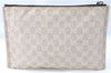 Authentic GUCCI Clutch Hand Bag Purse GG Canvas Leather 283400 Beige J0663