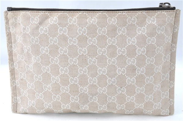 Authentic GUCCI Clutch Hand Bag Purse GG Canvas Leather 283400 Beige J0663