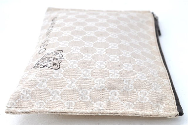 Authentic GUCCI Clutch Hand Bag Purse GG Canvas Leather 283400 Beige J0663