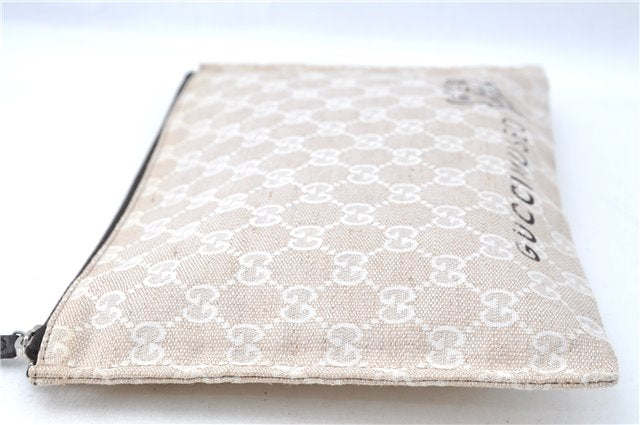 Authentic GUCCI Clutch Hand Bag Purse GG Canvas Leather 283400 Beige J0663