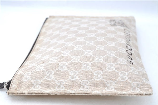 Authentic GUCCI Clutch Hand Bag Purse GG Canvas Leather 283400 Beige J0663
