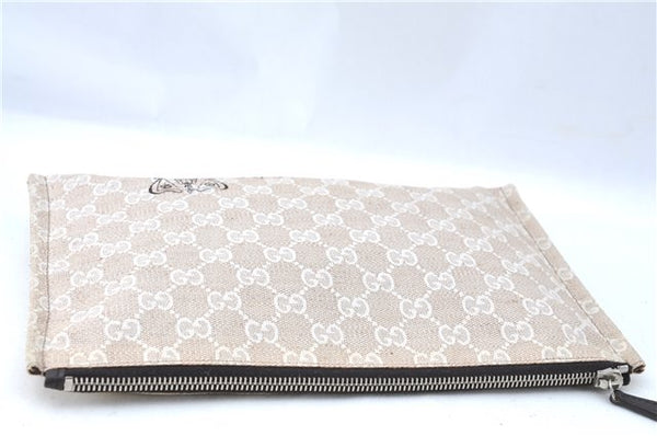 Authentic GUCCI Clutch Hand Bag Purse GG Canvas Leather 283400 Beige J0663