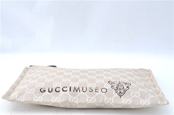 Authentic GUCCI Clutch Hand Bag Purse GG Canvas Leather 283400 Beige J0663