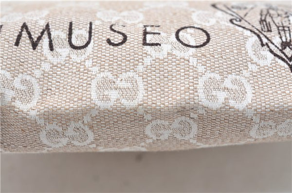 Authentic GUCCI Clutch Hand Bag Purse GG Canvas Leather 283400 Beige J0663