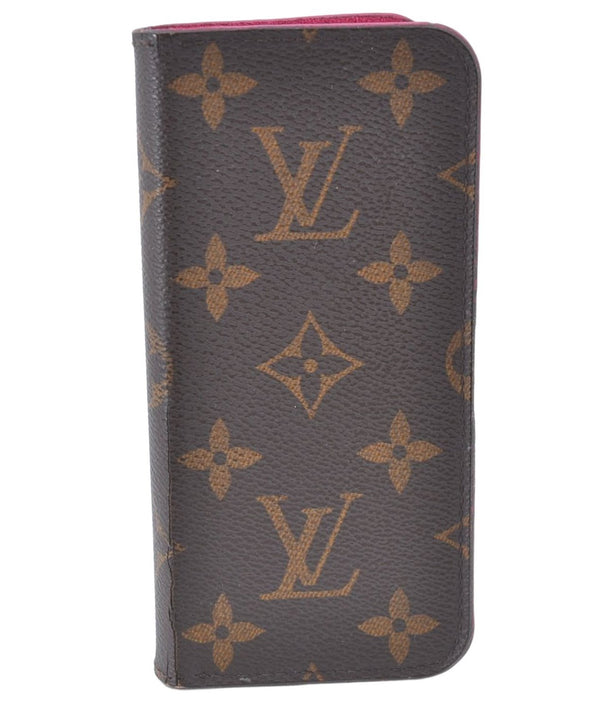 Authentic Louis Vuitton Monogram Folio Iphone 8 Case Pink M61906 LV J0685