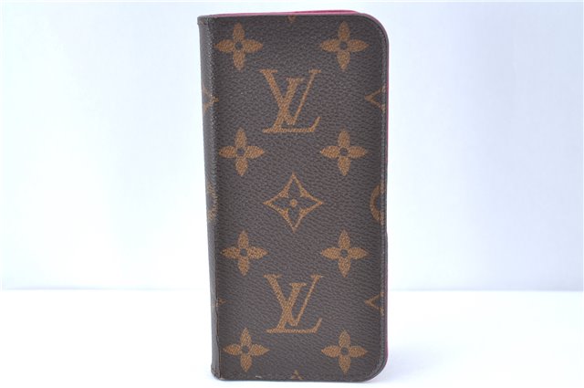 Authentic Louis Vuitton Monogram Folio Iphone 8 Case Pink M61906 LV J0685