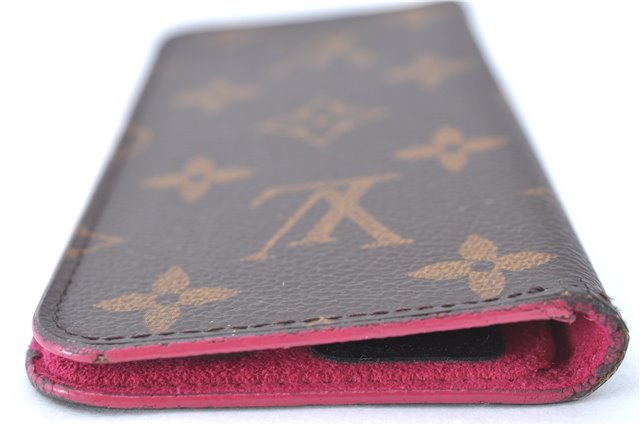 Authentic Louis Vuitton Monogram Folio Iphone 8 Case Pink M61906 LV J0685