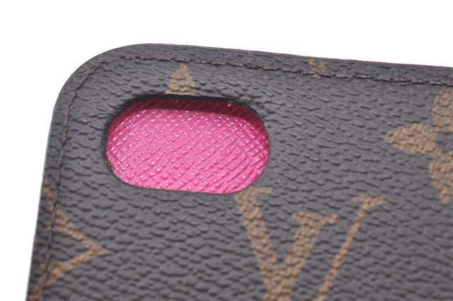 Authentic Louis Vuitton Monogram Folio Iphone 8 Case Pink M61906 LV J0685