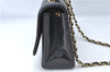 Auth CHANEL Mademoiselle Lamb Skin Chain Shoulder Cross Body Bag Black Box J0693