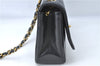 Auth CHANEL Mademoiselle Lamb Skin Chain Shoulder Cross Body Bag Black Box J0693