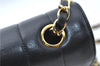 Auth CHANEL Mademoiselle Lamb Skin Chain Shoulder Cross Body Bag Black Box J0693