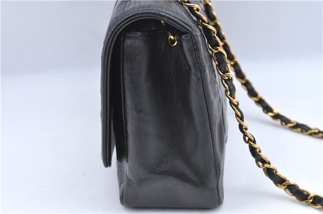 Authentic CHANEL Lamb Skin Matelasse Chain Shoulder Bag Purse Black CC J0695