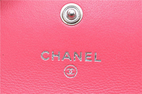 Auth CHANEL Camellia CC Logo AirPods Case Shoulder Chain Leather Pink Box J0696