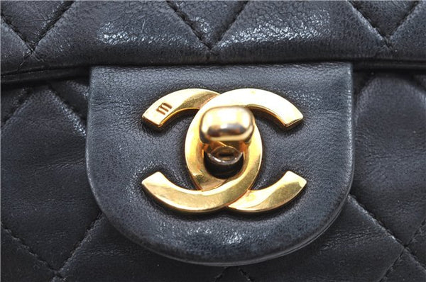 Authentic CHANEL Lamb Skin Matelasse Chain Shoulder Bag Purse Black CC J0702