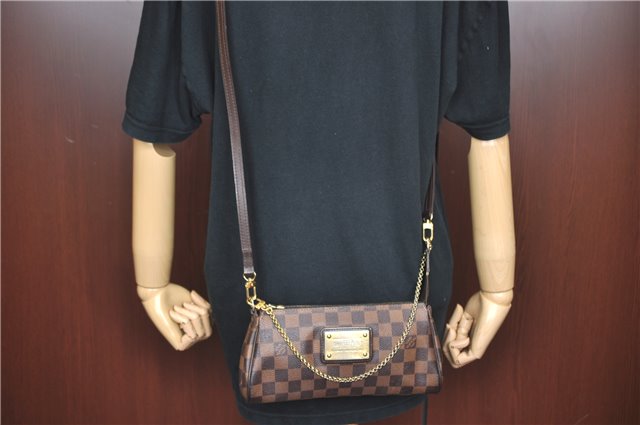 Authentic Louis Vuitton Damier Eva Accessories Pouch Hand Bag N55213 LV J0709