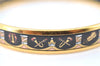 Authentic HERMES Email PM Bangle Instrument Motif Gold Black J0711