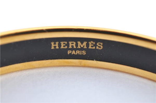 Authentic HERMES Email PM Bangle Instrument Motif Gold Black J0711