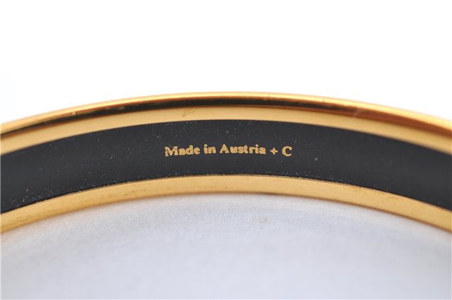 Authentic HERMES Email PM Bangle Instrument Motif Gold Black J0711