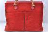 Authentic GUCCI Bamboo Hand Bag Suede Leather Red J0761